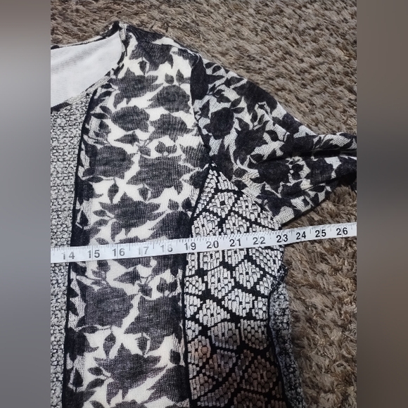 Ali Miles Top Wool Blend Patchwork Floral Mesh Boho Artsy - Picture 13 of 16